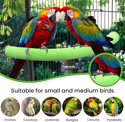 FrgKbTm U Shape Parrot Perch Stand Toy Bird Platform Sand Paw Grinding Clean Stick Exercise Conure Budgie Cockatiel Cage Accessories (Green-Corner)