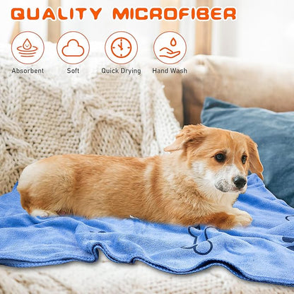 8Pcs Dog Towels for Drying, 55 x 28 Inch Quick Drying Pet Bath Towels Bulk Colorful Pet Grooming Towel Absorbent Microfiber Towel for Small Medium Large Dog Puppy Cat