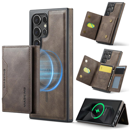 SZHAIYU K2 2 in 1 Detachable Magnetic Phone Cases Compatible with Samsun Galaxy S24 Ultra Case with Card Holder RFID Blocking, Compatible with Magsafe Wallet, Leather 6.8'' (S24 Ultra,Coffee)