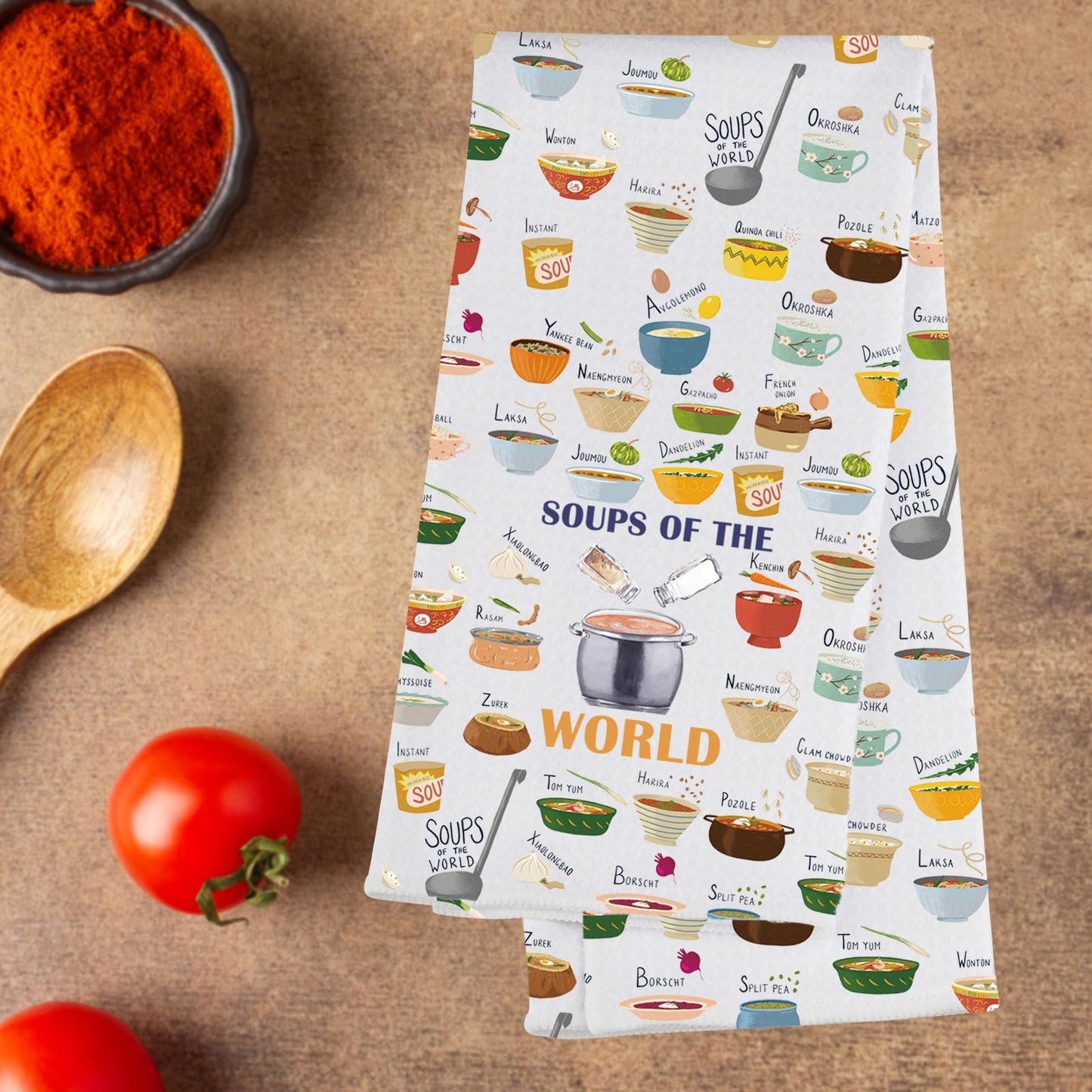 G2TUP Soups Kitchen Towels Soup Dish Towels Soup Themed Towel Soups of The World Gift (SOUPS of The)