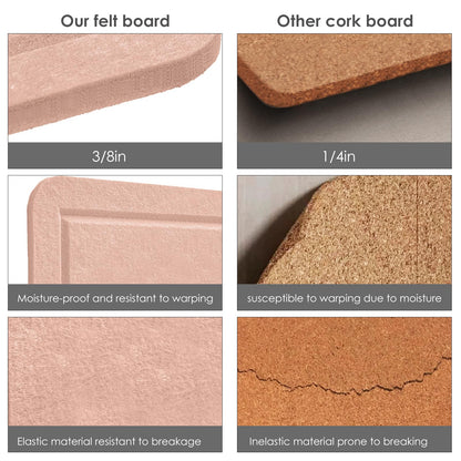 Large Bulletin Board - 48 x 36 Inches, Decorative Felt Pin Board for Wall - 4' x 3' Foldable Photo Display Board with Self-Adhesive Tape,Includes 20 Push Pins - Mauvey Pink
