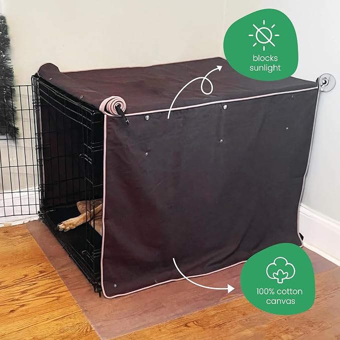 Molly Mutt Landslide Dog Crate Cover, 100% Cotton Canvas Cover with 2 Roll-Up Panels, Ideal for Dog or Cat Crate, Durable, Washable, and Free of Harmful Chemicals, 42" x 28" x 31"