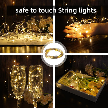Godinsky Wine Bottle Lights - 4 Pack Rechargeable Battery Operated 140mAh 20 LED Bottle Stoppers，8 Light Modes Switching,Perfect for Christmas, Weddings, Halloween, and More(Warm)