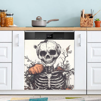 ALAZA Halloween Pumpkins Skeleton Dishwasher Magnet Cover Magnetic Refrigerator Magnet Cover Fridge Sticker Home Kitchen Decor,23 x 26 inch