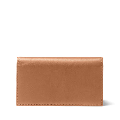 Leatherology Cognac Deluxe Leather Checkbook Cover with Clear Divider - Fits standard top or side tear checks, includes removable durable divider, expandable pen loop