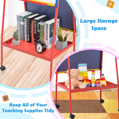 Mobile Dry Erase Board with Stand - 64.4" H Double Sided Portable Rolling Whiteboard Kids Easel for Classroom,Height Adjustable Magnetic White Board on Wheels for Home,School,36x24 inches