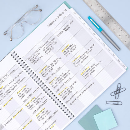 Blue Sky 2026-2027 Weekly and Monthly Academic Year Teacher Lesson Planner Calendar, July 2026 - June 2027, 8.5" x 11", Flexible Cover, Wirebound, Laminated Tabs, Storage Pocket, Prairie Aqua