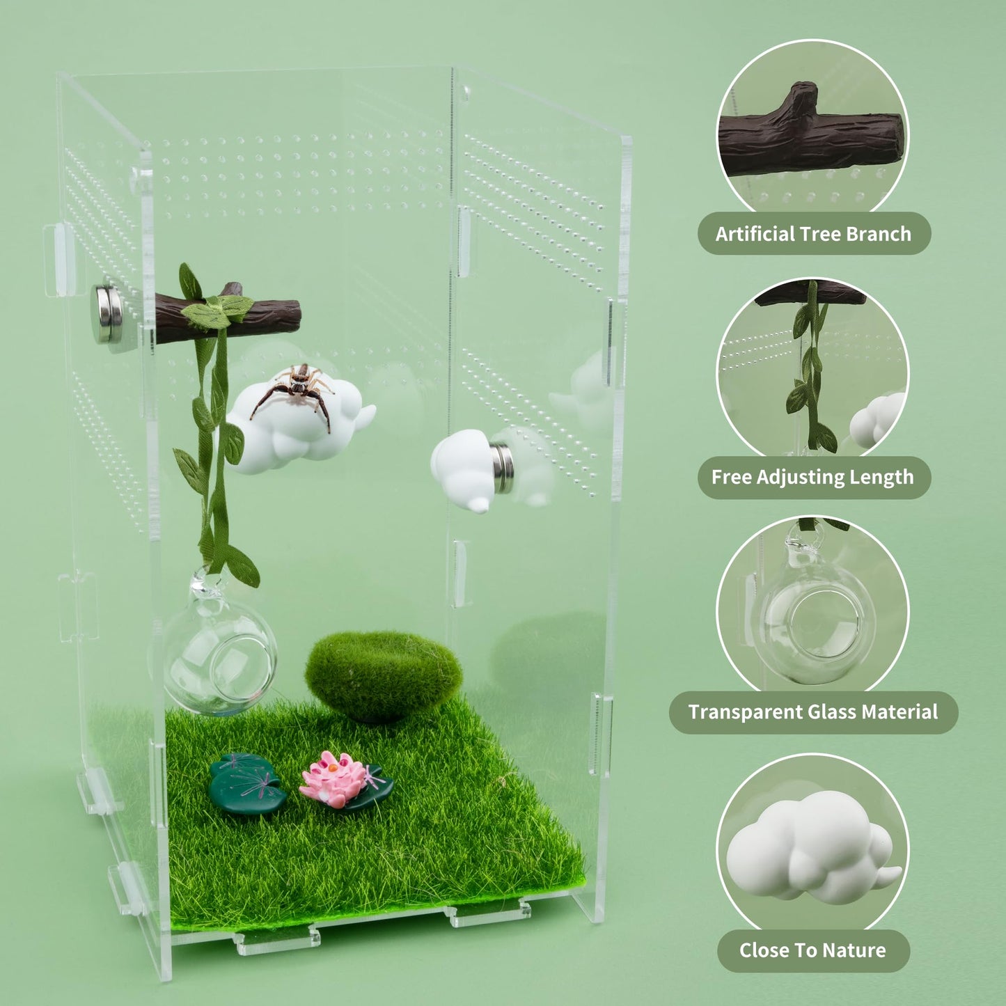 GAGILAND 4 Pcs Jumping Spider Accessories Glass Ball Habitat Cloud Platform Ledges Jumping Spider Hide for Decorating Jumping Spider Enclosure Climbing & Exploration