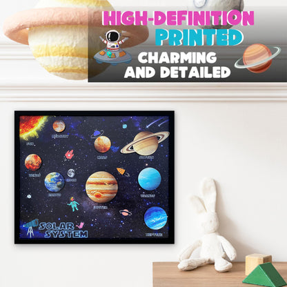 flinelife Wooden Solar System Wall Art Decor, 12x10, Perfect for Homeschool Classroom, Nursery, Kids Playroom Decor