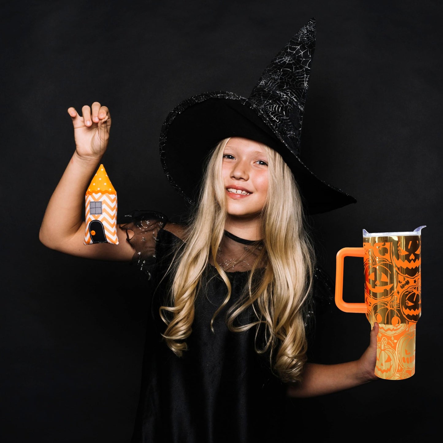 sgqjdpmc 40 oz Halloween Laser Etching Tumbler with Handle Straw Lid Pumpkin Tumbler Gifts for Women Travel Coffee Cup
