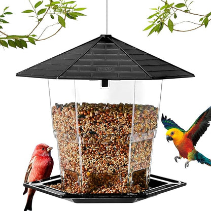Jealoeur Bird Feeders for Outdoors Hanging Bird Feeder Wild Birds Seed, Black 2 Pack