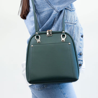 MMS Brands Miztique Daisy Convertible Backpack Purse for Women | Vegan Leather Shoulder Strap Bag or Convertible Backpack | (Emerald)