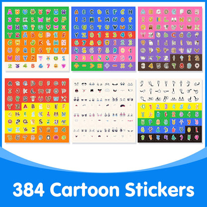 Odoorgames 100 Pcs Math Linking Cubes with 384 Cartoon Stickers – Mini Number Pops 1-10 – Essential Counting Cubes for Kids Math Learning and Fun Activities