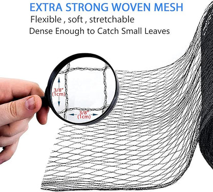 Koi Pond Netting Kit 40 x 40 FT, 3/8" Heavy Duty Woven Mesh Pond Net Cover for Leaves with 12 Stakes, HDPE Pool Netting Protecting Fish from Herons Birds Cats, Black