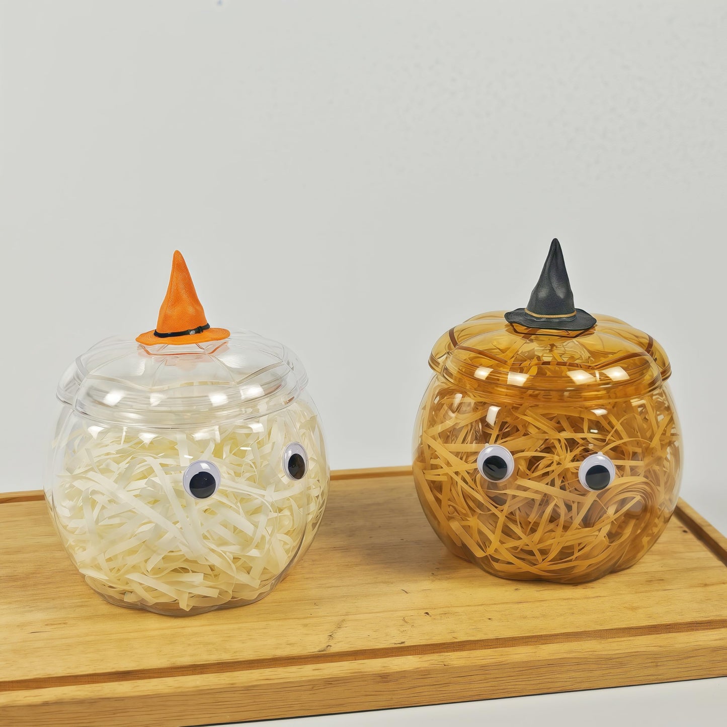 HANZE Large Pumpkin Container, Pumpkin Shaped Candy Toy Jar, Back To School, Teacher Appreciation Gift, Party Ornaments, Halloween, Thanksgiving，Christmas Decor Box - Clear + Orange