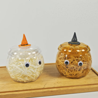 HANZE Large Pumpkin Container, Pumpkin Shaped Candy Toy Jar, Back To School, Teacher Appreciation Gift, Party Ornaments, Halloween, Thanksgiving，Christmas Decor Box - Clear + Orange