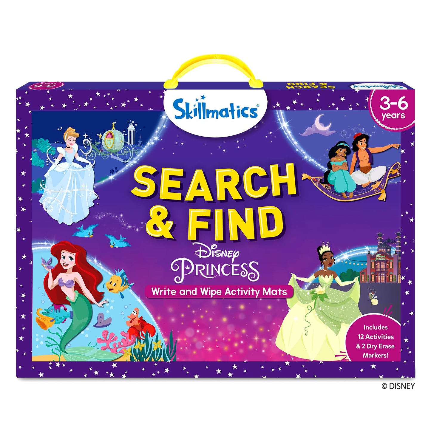 Skillmatics Search and Find Disney Princess Educational Game - Reusable Preschool Learning Activity, Perfect for Toddlers & Kids, Screen-Free Fun, Art & Crafts, Gifts for Boys & Girls Ages 3, 4, 5, 6