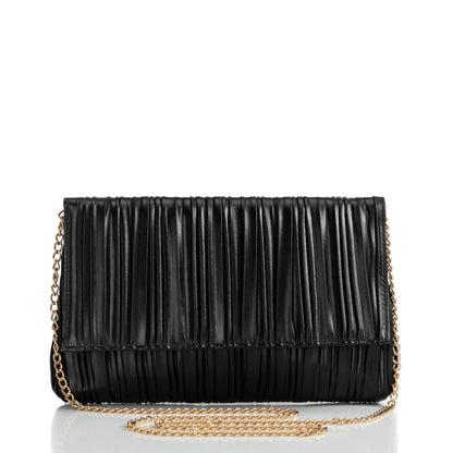 BABEYOND Clutch Purses for Women - Evening Bag Pleated Flap Clutch for Formal Party Cocktail Prom Wedding Handbags (Black)