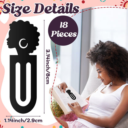 Laffact 18Pcs Black Girls Read Acrylic Plastic Marker Bookmarks for Reader