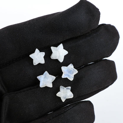 CRYSTALINES 5pcs, Wholesale Natural Rainbow Moonstone Gemstones, Bulk Star Shape Stones, Assorted Loose Supply, DIY Craft-Jewelry Making, Chakra Healing Crystals, Gem Collection, 8-10mm