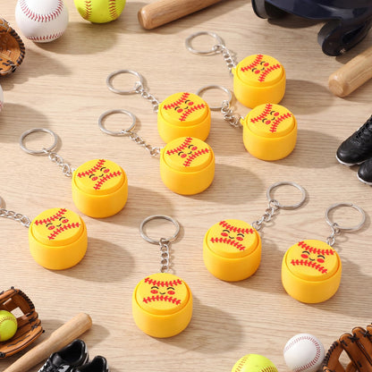 Kenning 12 Pcs Softball Clicker Fidget Keychain Bulk 3D Printed Clicker Fidget Toys Stress Relief Softball Party Faovrs Senior Night Gifts for Team Birthday Goodie Bag Stuffers Sport Lover Gifts