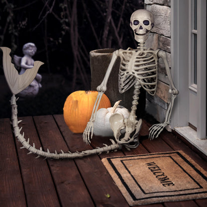 BEABOO 84Inches/7Ft Mermaid Halloween Life Size Skeleton Pose-N-Stay Posable Movable Joints Hanging for Halloween Decoration Decor Spooky Scene Party Favors
