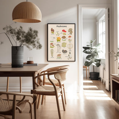 Poster Master Mushroom Print - Botanical Poster - Learning Materials Art - Educational Wall Design - Gift for Students & Teacher - Decor for Classroom, Library or Nursery - 8x10 UNFRAMED Wall Art