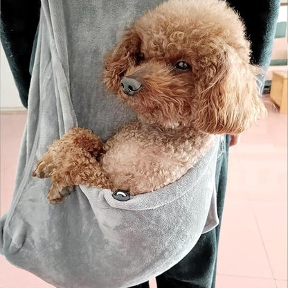 Pet Plush Carrier Apron with Adjustable Sleeping Bag Hands Free Sling Holder Cat Carrying Bonding Pouch for Small Dogs and Cats (Gray-b)