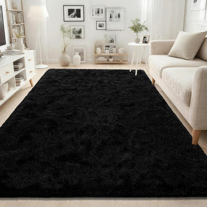 ISEAU Black Rug Super Soft Shaggy 4x6 Feet Rugs for Bedroom, Fluffy Area Rug for Living Room Floor Rug, Fuzzy and Comfy Carpet Nursery Shag Rug for Kids Boys Room Decor