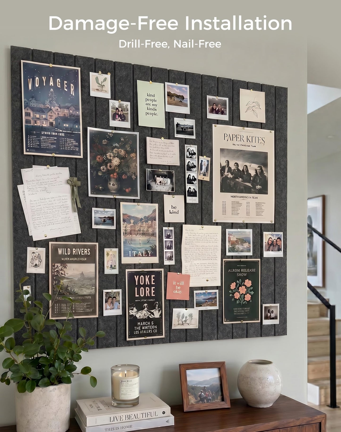 Aothia 12-Pack Felt Bulletin Board Tiles - 48x36 Modular Pin Board for Walls, 0.2" Thick Cork Board Alternative for Office & Classroom, 70 Adhesive Tabs & 40 Pushpins Included (Charcoal Gray)