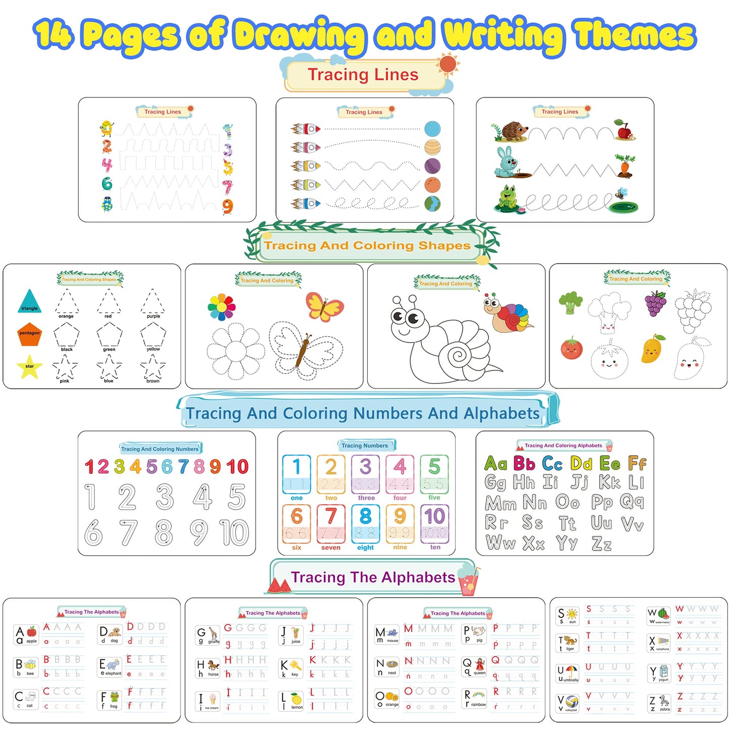 Huijing Montessori Preschool Learning Activities Busy Book - Workbook Activity Binder / Toys for Toddlers, Autism Learning Materials and Tracing Coloring Book