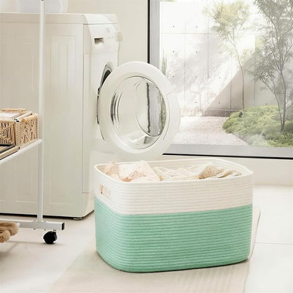 Artfeel Blanket Basket,Rectangle Woven Baskets for Storage,30L Laundry Basket for Decorative Nursery Blanket,Toys,Dirty Clothes and Magazine in Shelves,Baby Room,and Living Room