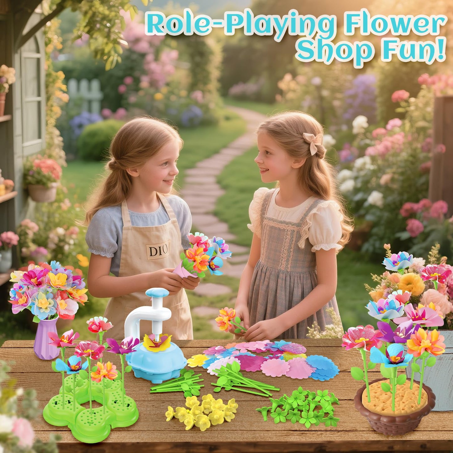 Kufanda Arts and Crafts for Kids 4-6, Toddler & Creative Fabric Flower Bouquets Toys for 4-8 Year Old Kids, for Granddaughters & Craft Lovers, Educational Fun DIY Activity Set