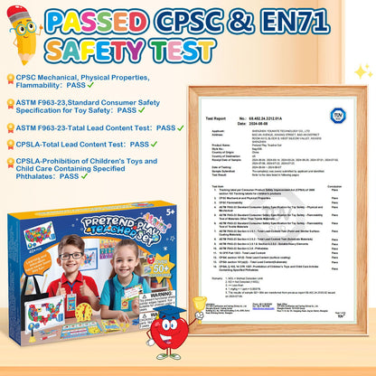 Alritz Pretend Teacher Playset, Role Pretend Play Kids School Toys Kit Include Map, Calendar, White Board Boys Girls Toys, Birthday Gift for Ages 5 6 7 8 9 10 11 12 13+