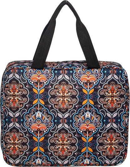 Portable Craft Kits Storage Bag Cross Stitch Starter Kits Embroidery Project Bag Embroidery Tool Storage Tote with Multifunctional Pockets, Bag Only (Colorful Pattern)