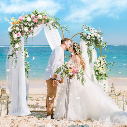 Metal Arch Backdrop Stand 7.2FT+6FT Wedding Arch Backdrop Stand Set of 2 Gold Backdrop Arch Stand Wedding Arch Frame for Wedding Ceremony Birthday Party Decoration Arbors of Metal
