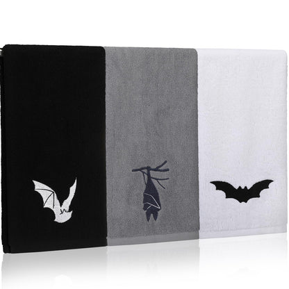Breling 3 Pcs Kitchen Hand Towels 13.3 x 29 Inch Towels for Bathroom Soft Embroidered Home Decoration for Goth Kitchen Halloween Birthday Gifts(Polyester,Bat)