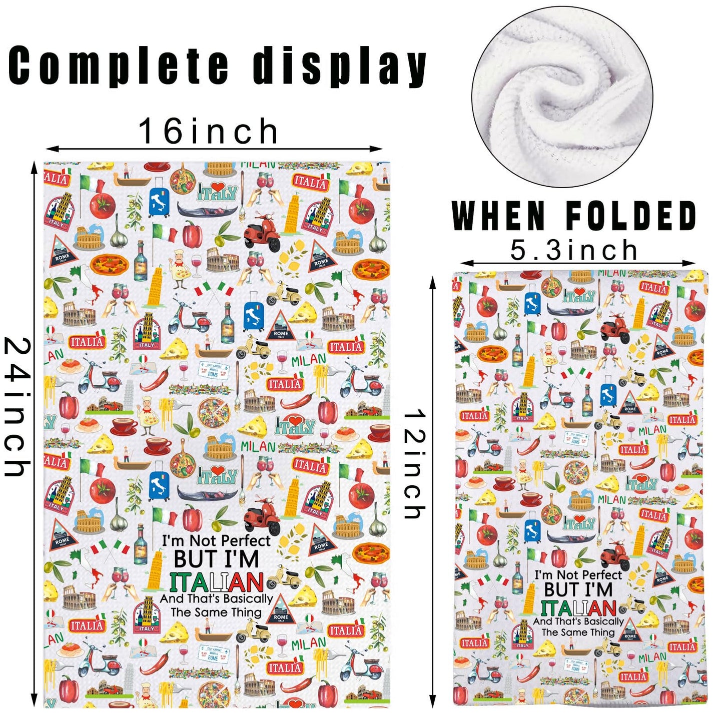 JNIAP Italian Kitchen Towel Italian Dish Towel Italy Kitchen Gift Italy Hand Towel Italians House Warming Gifts (Italian and kt)