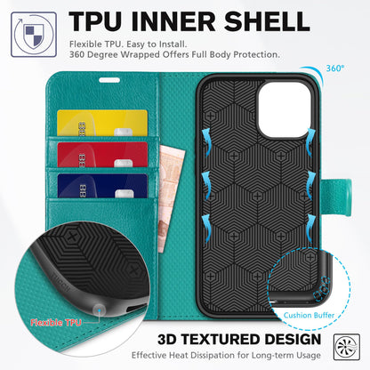 TUCCH Case for iPhone 12, Shockproof Wallet Case [RFID Blocking ] Card Holder, Synthetic Leather Cover Stand Full Protection Compatible with iPhone 12/12 Pro (6.1 Inch, 2020) – Cyan