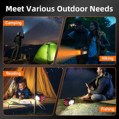 Solar Handheld Flashlight, 4 Lighting Modes Rechargeable LED Work Light, USB-C & Solar Powered Portable Lantern,Emergency Camping Light for Outdoor, Hiking, Power Outage (Silver-1pcs)