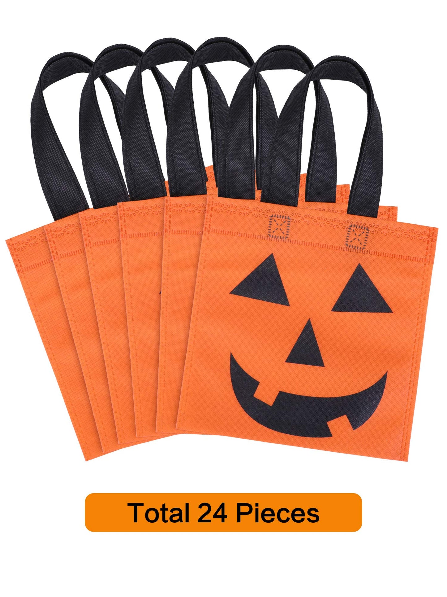 Boao 24 Pieces Halloween Lantern Pumpkin Tote Bags Non Woven Candy Bags for Halloween Party(12 x 12 Inch)
