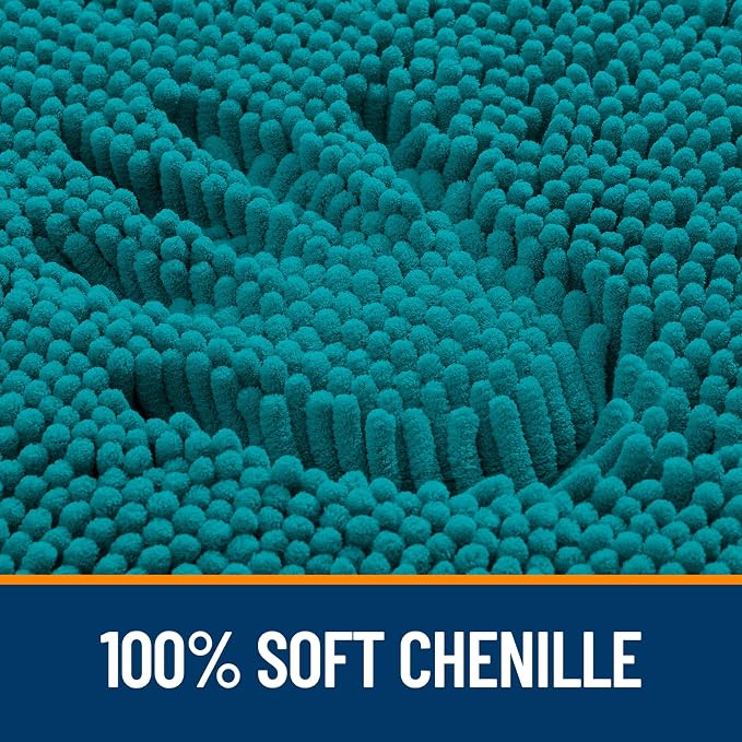 OLANLY Large Bathroom Rugs 40x24, Extra Soft Absorbent Chenille Bath Rugs, Rubber Backing Quick Dry, Machine Washable Bath Mats for Bathroom Floor, Tub and Shower, Home Decor Accessories, Deep Lake