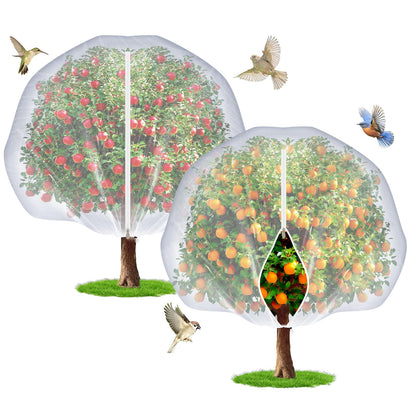 TMFsode 2Pcs Fruit Tree Netting with Zipper and Drawstring, 10Ft x 10Ft Blueberry Bush Netting, Protective Garden Mesh Covers for Tomatoes, Fruit Tree, Flowers, Vegetables