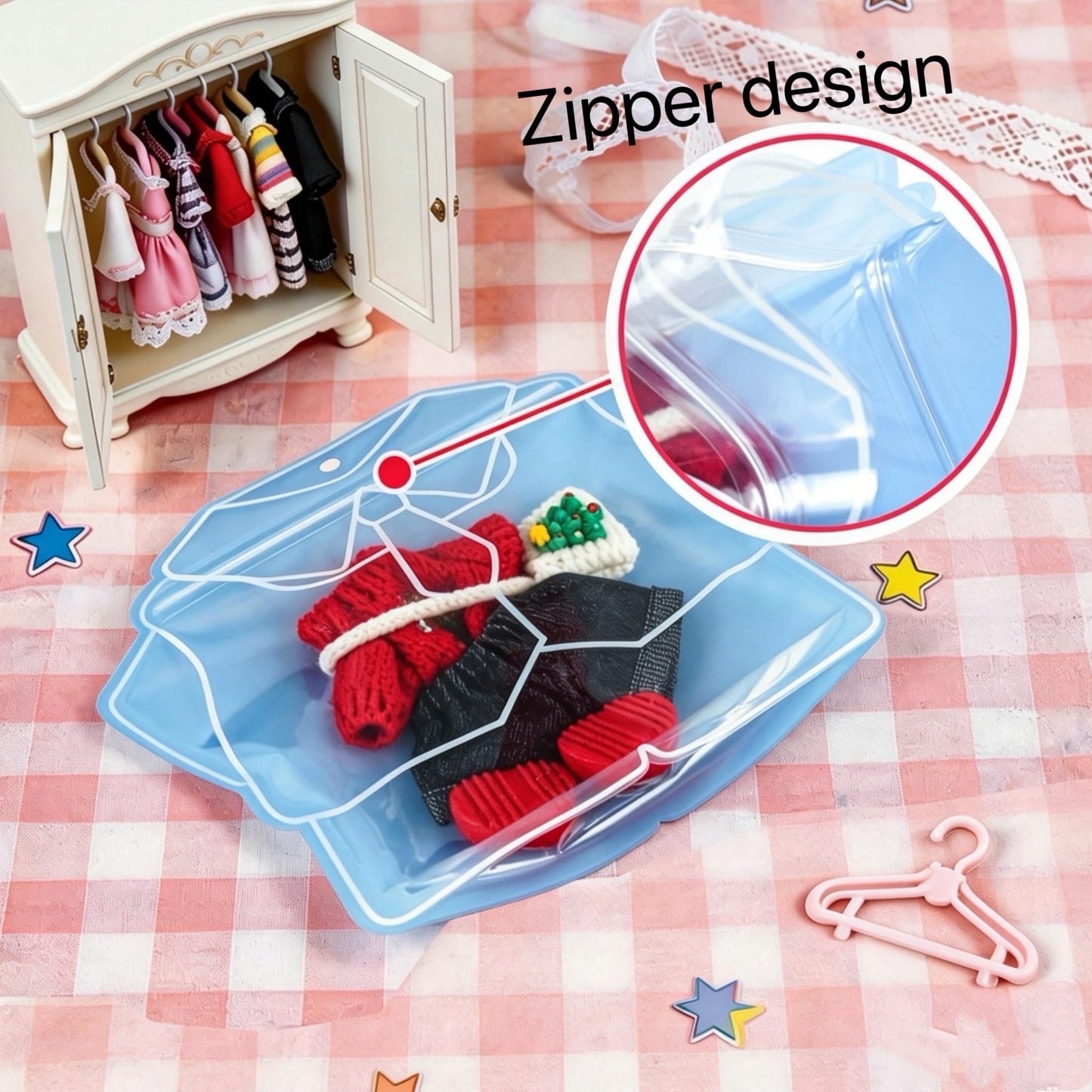 KTBANBANNEY 30 Pack Birthday Party Favor Bags, Cute Outfit Shaped Clear Zipper Gift Bags with Hook, Reusable Goodie Bags for Baby Shower, Candy Treat Pouches for Party Supplies