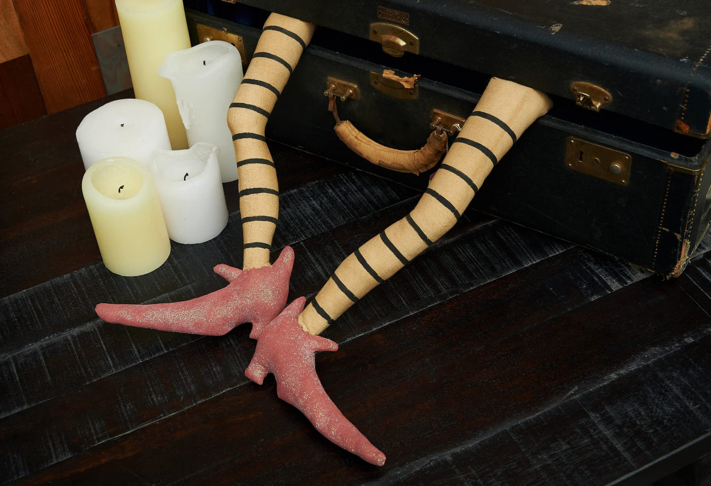 GALLERIE II Halloween Witch's Legs & Feet Caught in Drawer 17" Decoration Assortment of 2 Collectible Joe Spencer Gathered Traditions Cute Spooky Scary Autumn Fall Harvest Home Decor Decoration A/2
