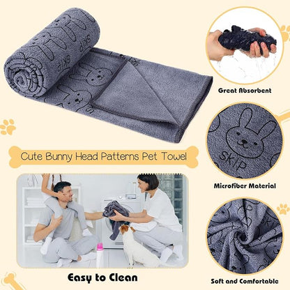 Irenare 12 Pcs Microfiber Dog Towels for Drying Dogs Cats, 20 x 40 Inch, Quick Drying Absorbent Pet Puppy Towels for Small Puppy Dog Cat Kitten Pet, Grooming Bathing Shower Travel Supplies(Gray)