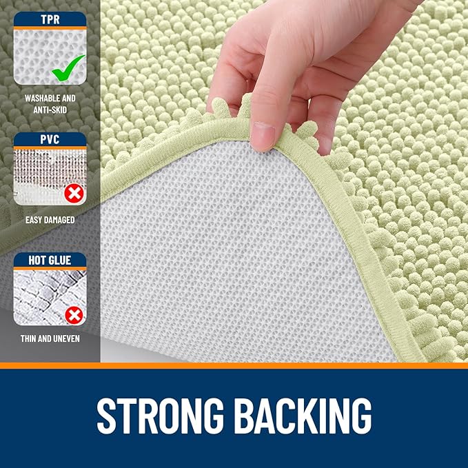 OLANLY Bathroom Runner Rugs 47x17, Soft Absorbent Chenille Bath Rugs, Rubber Backing Quick Dry, Machine Washable Long Bath Mats for Bathroom Floor, Tub and Shower, Home Decor Accessories, Vanilla