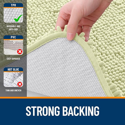 OLANLY Bathroom Runner Rugs 47x24, Soft Absorbent Chenille Bath Rugs, Rubber Backing Quick Dry, Machine Washable Long Bath Mats for Bathroom Floor, Tub and Shower, Home Decor Accessories, Vanilla