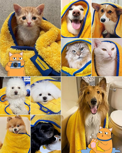 PETHROOM Ultra Absorbent Pet Towel | Quick-Drying, Soft Microfiber Dog & Cat Bath Towel | Lightweight, Durable, Fast Water-Soaking | Ideal for All Breeds (Large) 23.6" x 47.2"