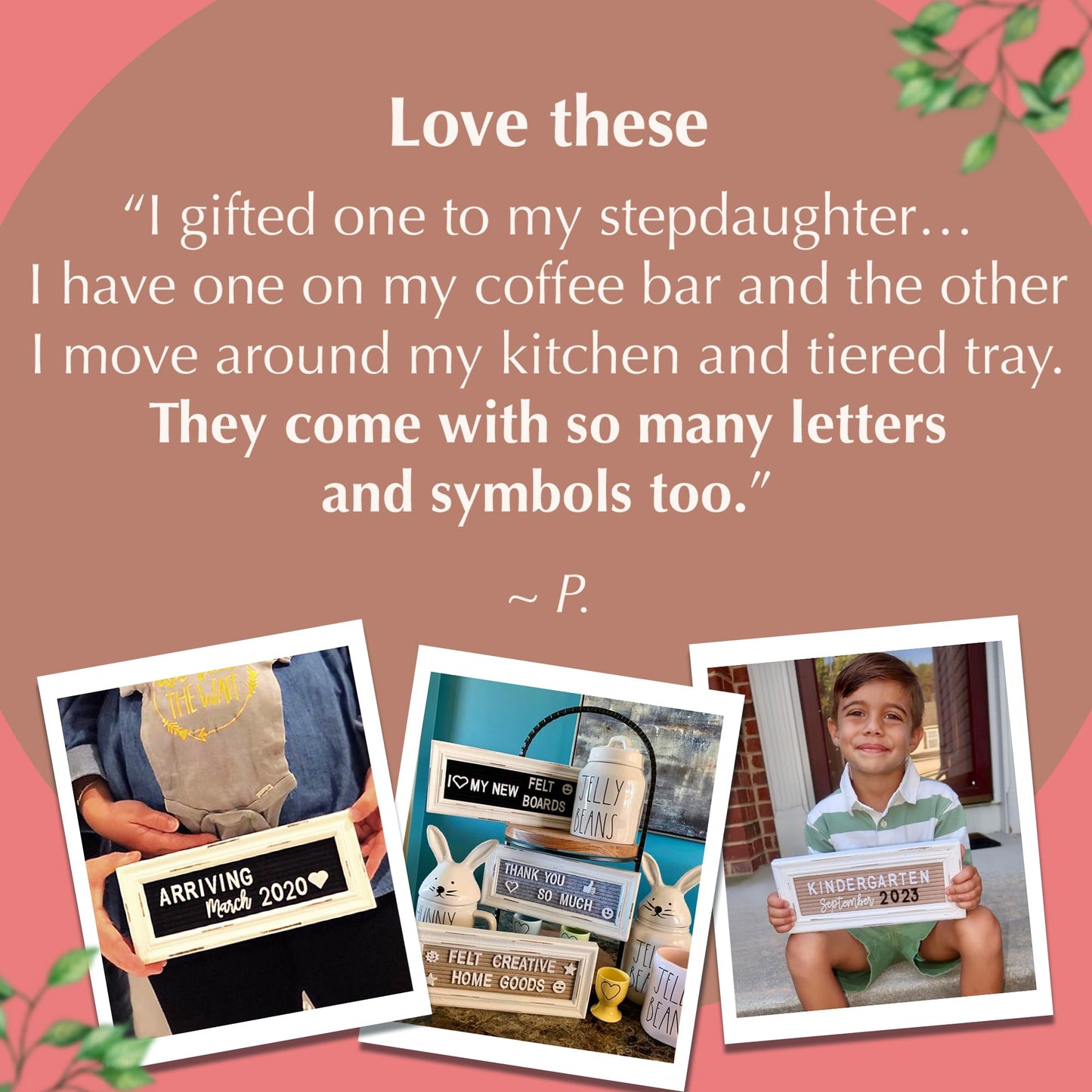 Letterboards + Mini Letterboards Bundle - Black 10x10 Felt Letter Board with Stand & 4x10 Mini Letter Boards Set of 3 – Farmhouse Baby Announcement & Back to School Changeable Message Board Bundle